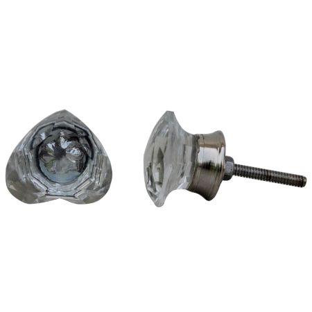 Clear Heart Glass Drawer Knobs