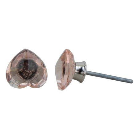 Pink Heart Glass Cabinet Knobs