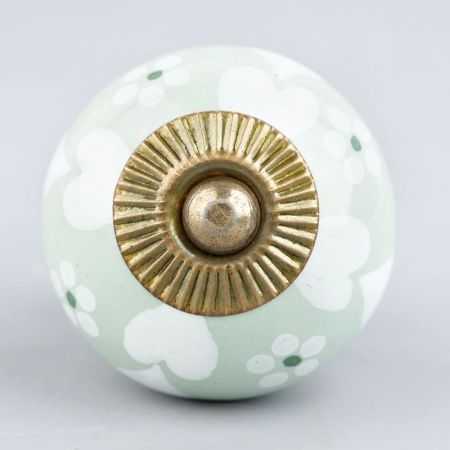 Sage Green Heart Ceramic Floral Wardrobe Knob Online