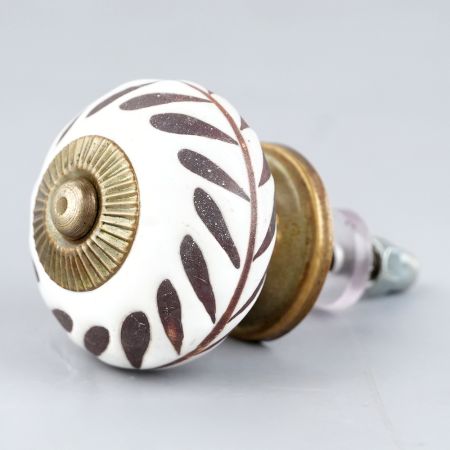 White Etched Ceramic Floral Cabinet Knobs Online