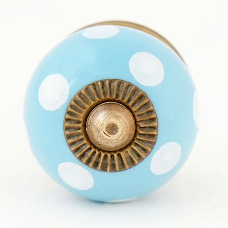 Turquoise Polka Dot Small Ceramic Dresser Knobs