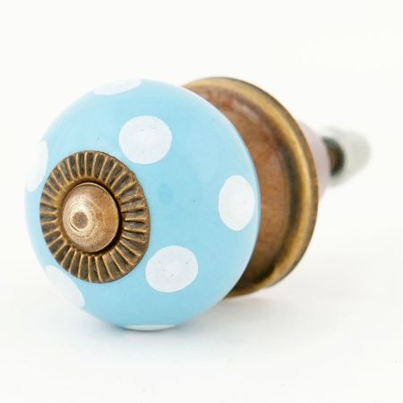 Turquoise Polka Dot Small Ceramic Dresser Knobs