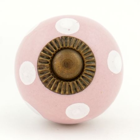 Pink Polka Dotted Small Ceramic Cabinet Knobs