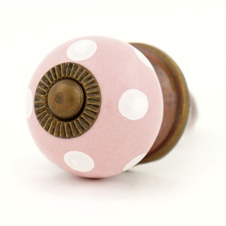 Pink Polka Dotted Small Ceramic Cabinet Knobs