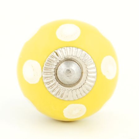 Yellow Dotted Small Ceramic Cabinet Knobs