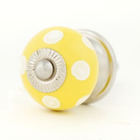 Yellow Dotted Small Ceramic Cabinet Knobs