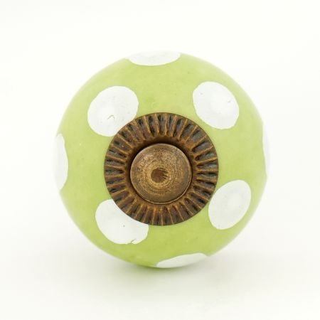 Pea Green Dotted Small Ceramic Drawer Knobs