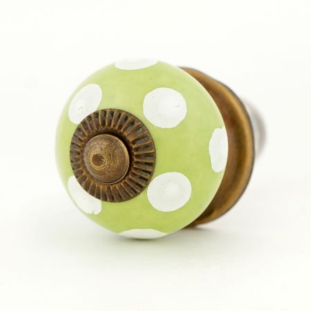 Pea Green Dotted Small Ceramic Drawer Knobs
