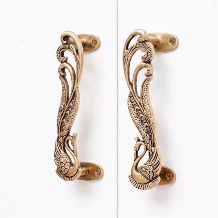 Brass Decorative Indian Peacock Door Handles(Set Of 2)