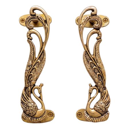 Brass Decorative Indian Peacock Door Handles(Set Of 2)