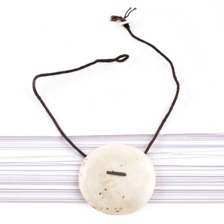 Elegant White Sea Shell Pendant With Black Cord