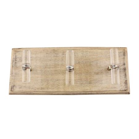 Clear Tube Glass Wooden Hook 