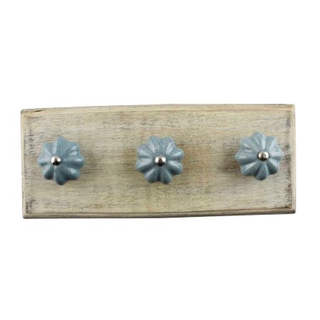 Grey Crackle Ceramic Melon Wooden Hook 