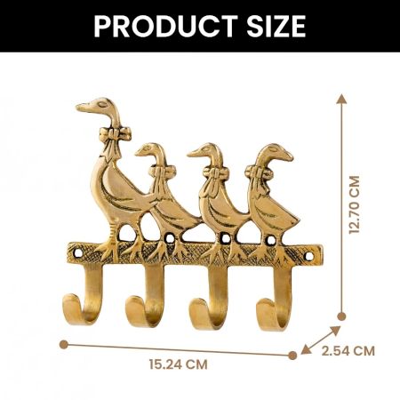 Brass Mother and Baby Geese Wall Hook Key Holder