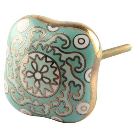 Square Ceramic Cabinet Knob in Sage Green