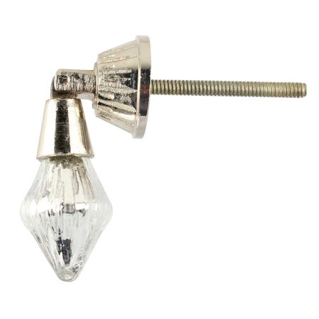 Silver Almond Glass Pull Cabinet Knob