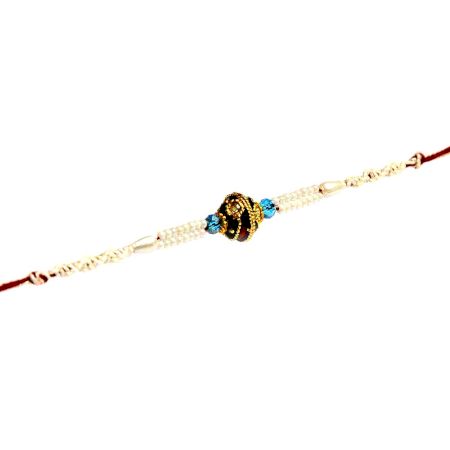 Beautiful Pearls with Meenakari Beads Rakhi