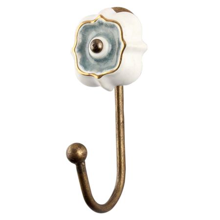 Grey Solid Gold Line Ceramic Hook In Antique Fitting