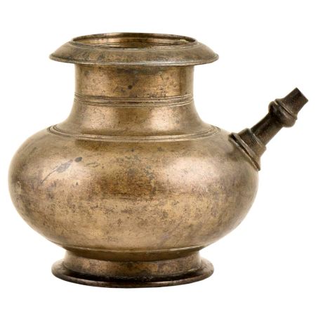 Brass  Bulbous Form Holy Water Pot With Spout