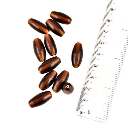 Brown Oval Shaped Loose Glass Wholesale  Jewelry Beads (12 in Pack)