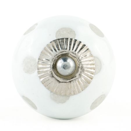 White Polka Dot Ceramic Knob 45