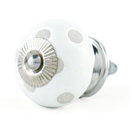 White Polka Dot Ceramic Knob 45