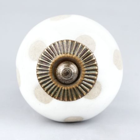 White Polka Dot Ceramic Knob 45