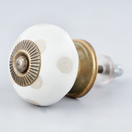 White Polka Dot Ceramic Knob 45