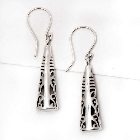 Drop Cone Triangular 92.5 Sterling Silver Earrings
