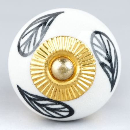 White Ceramic Floral Dresser Knob