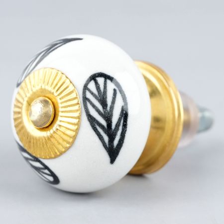 White Ceramic Floral Dresser Knob