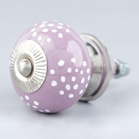 Purple Ceramic Floral Doted Dresser Knob