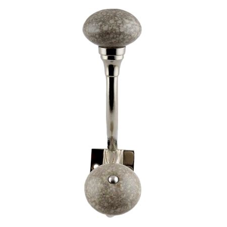 Marble Cream Crackle Ceramic Silver Iron Hook
