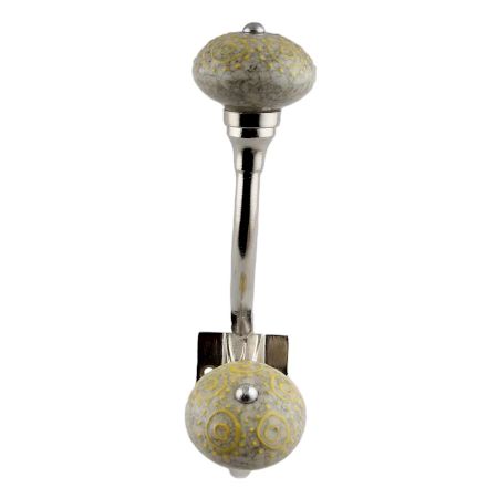 Mixed Circular Crackle Ceramic Silver Iron Hook