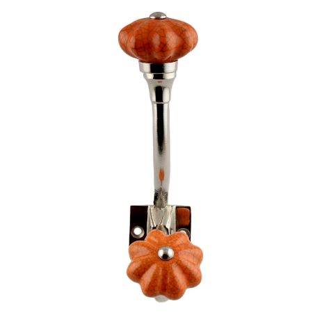 Orange Crackle Melon Ceramic Silver Iron Hook