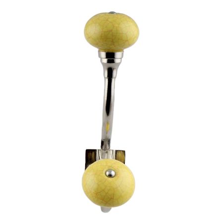 Yellow Pink Crackle Ceramic Silver Iron Hook