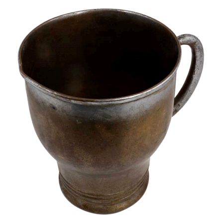 Handmade Brass Small Beer Mug Circular Rings On Base