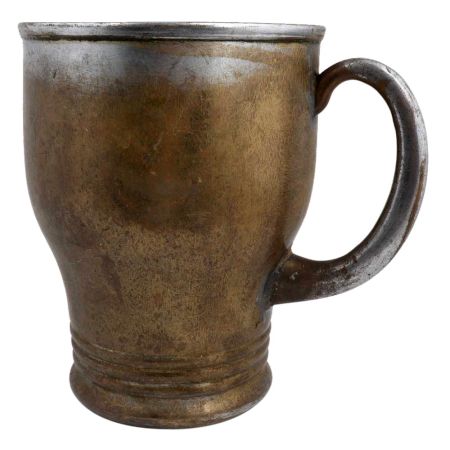 Handmade Brass Small Beer Mug Circular Rings On Base
