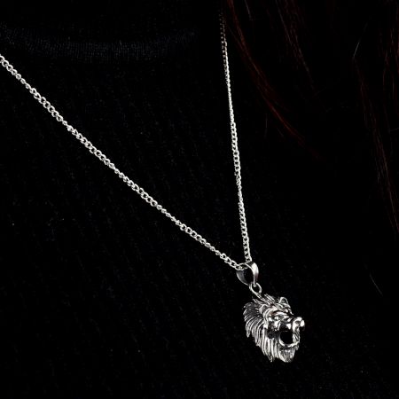 92.5 Sterling Silver Lion Face Pendant For Men and Women