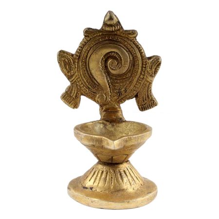 Religious Shankha Chakra Design Oil Lamp Diya