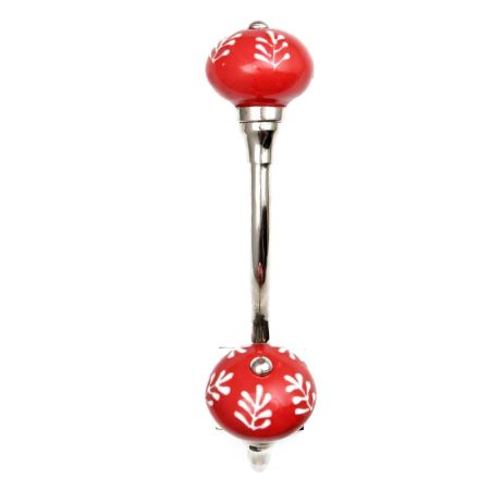 Red White Leaf Silver Iron Hook