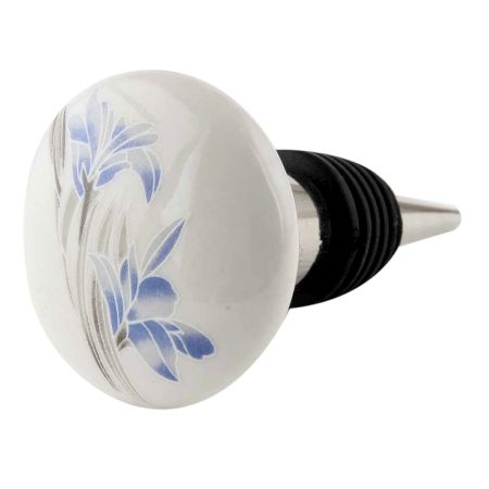 Silk Irise Flower Flat Wine Bottle Stopper