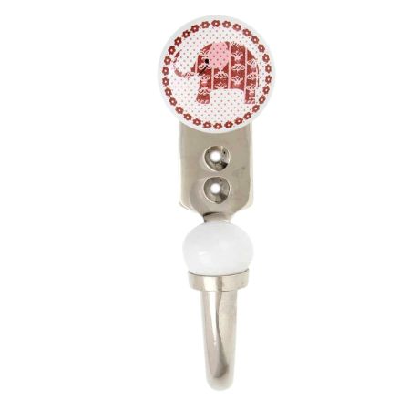 Brown Elephant Ceramic Flat Hook