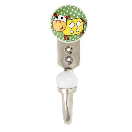Yellow Cow Ceramic Flat Hook