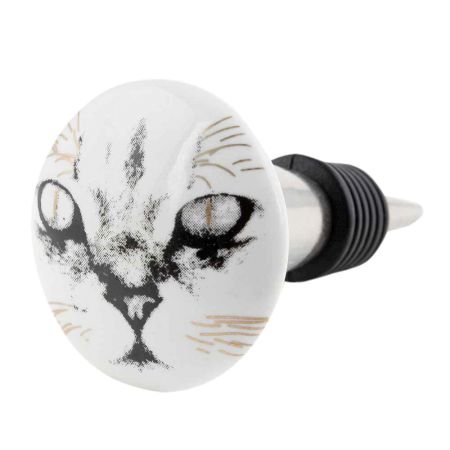 Abyssinian Cat Face Golden pattern Ceramic Wine Bottle Stopper
