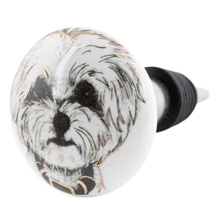 Havanese Dog Face Golden pattern Ceramic Wine Bottle Stopper
