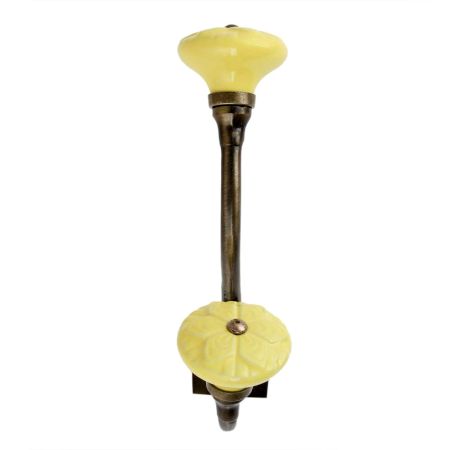 Yellow Wheel Flower Ceramic Antique Iron Hook