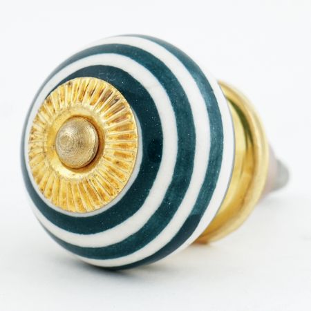 Forest Green Striped Knob