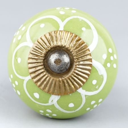 Lime Green Floral Knob