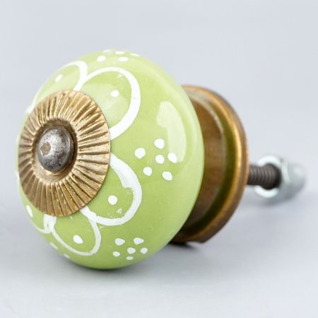 Lime Green Floral Knob